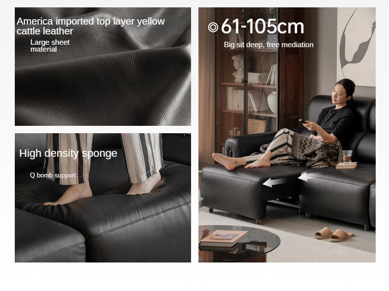 Genuine leather Sofa Bed Italian Light Luxury.