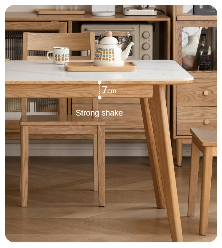 Ash Solid Wood Nordic Dining Table With Rock Slab Surface