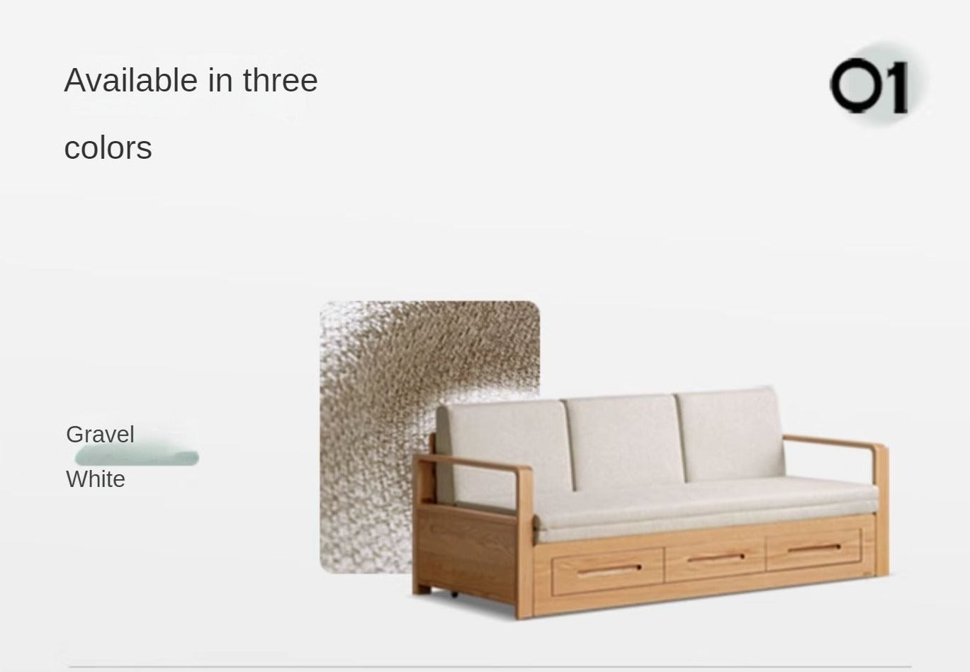 Oak, Ash Solid Woof Folding Storage Sofa Bed.