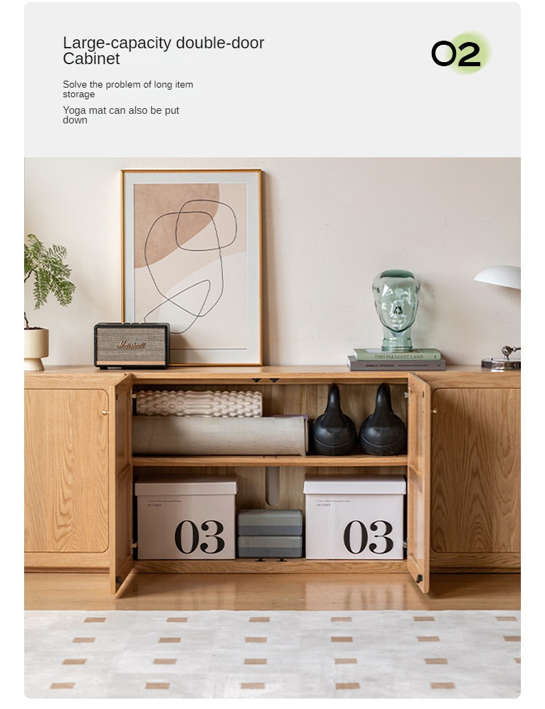 Oak Solid Wood Modern Floor Storage TV Cabinet.