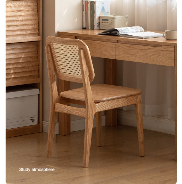4 pcs - Oak, Ash Solid Wood Rattan Dining Chair
