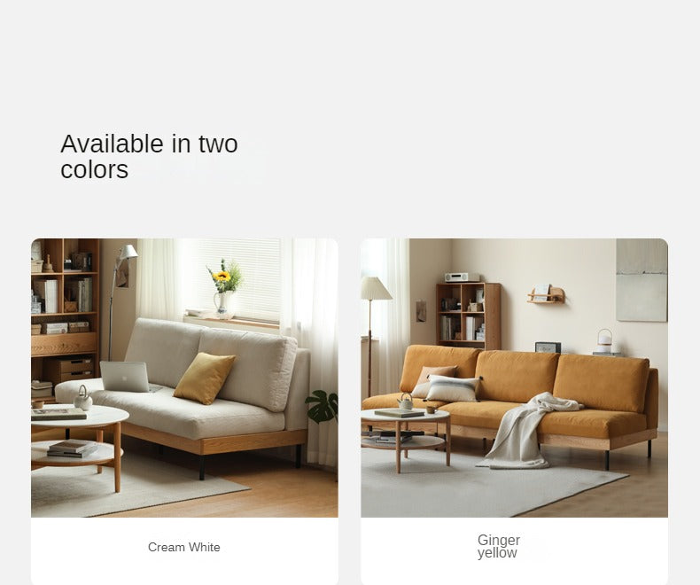 Oak Solid Wood Corner Down Sofa Japanese Style.