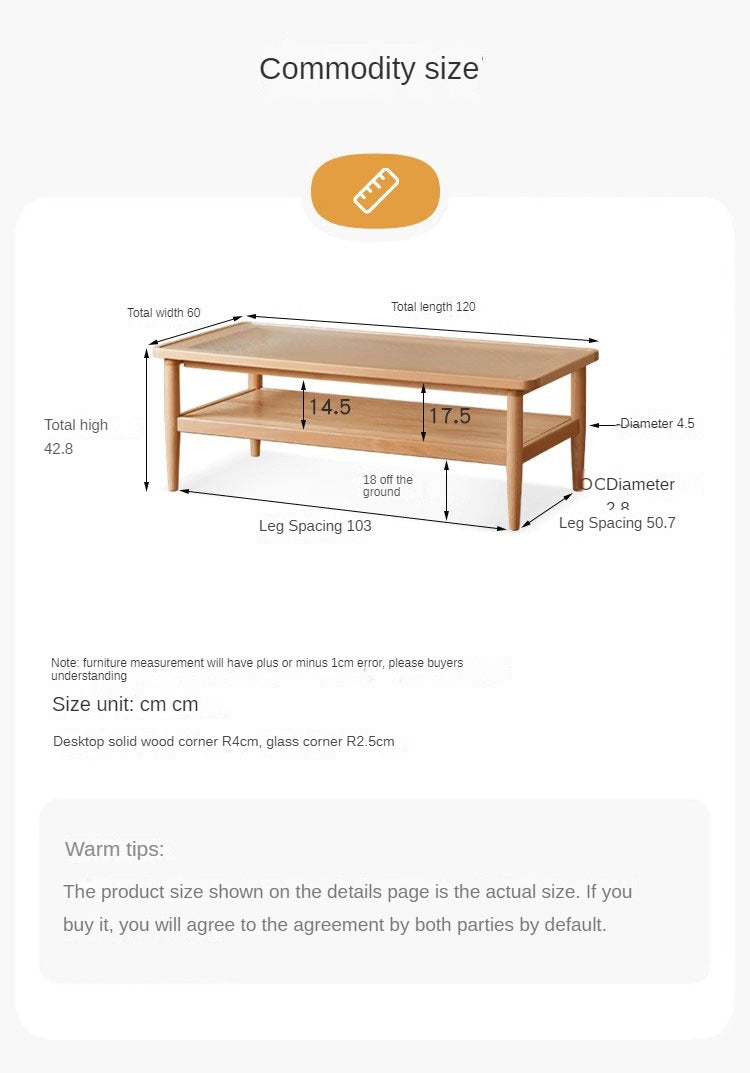 European Beech Solid Wood Nordic Coffee Table