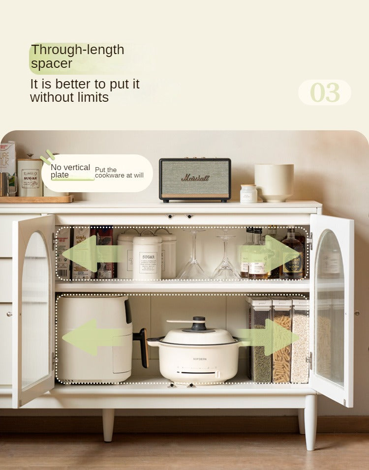 Solid Rubberwood Sideboard, Buffet Cabinet