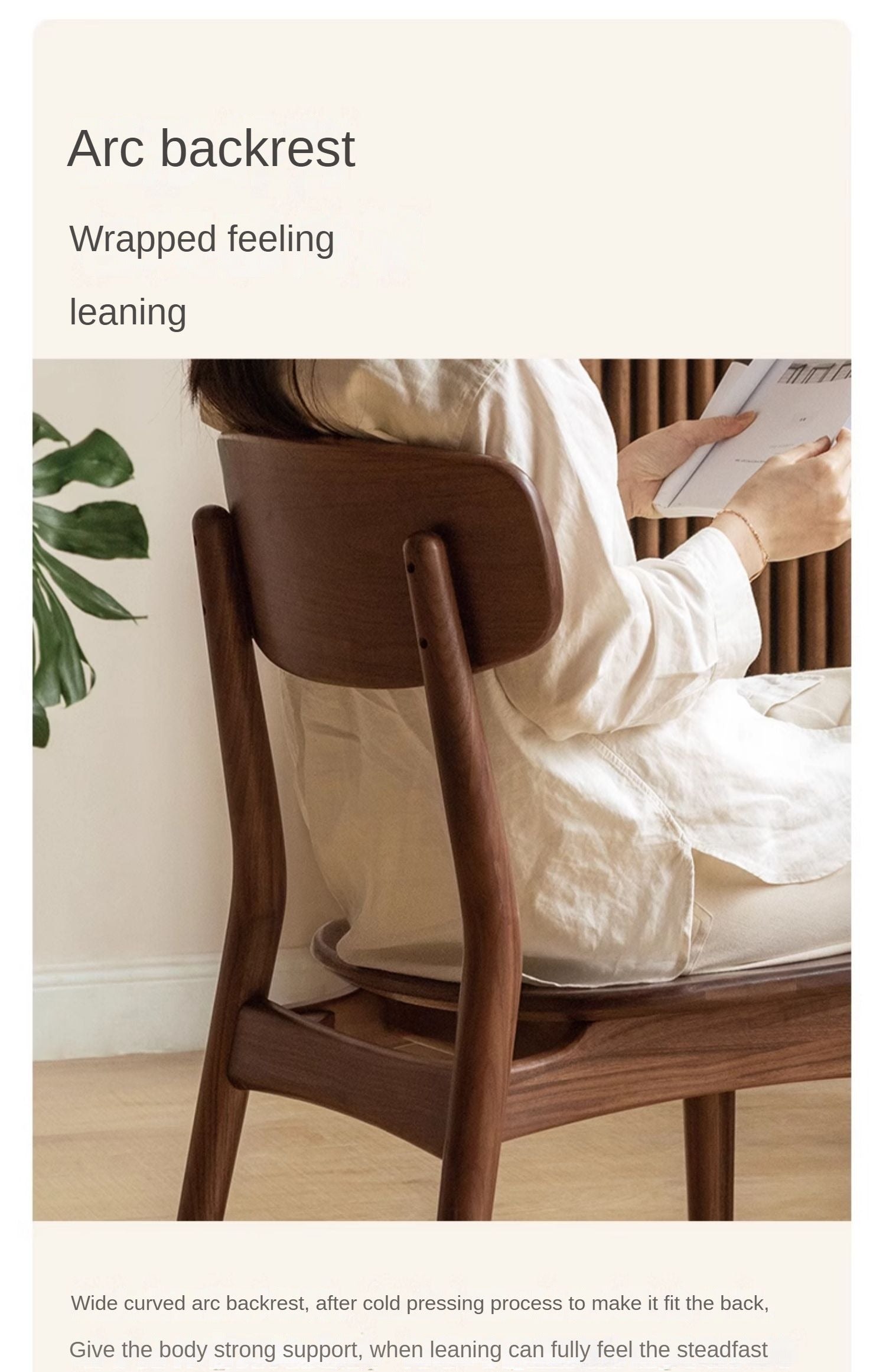 Ash Solid Wood Modern Dining Backrest Chair 4pcs