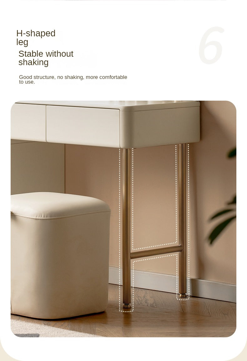 Poplar Solid Wood Dressing Table, Storage Cabinet Cream.