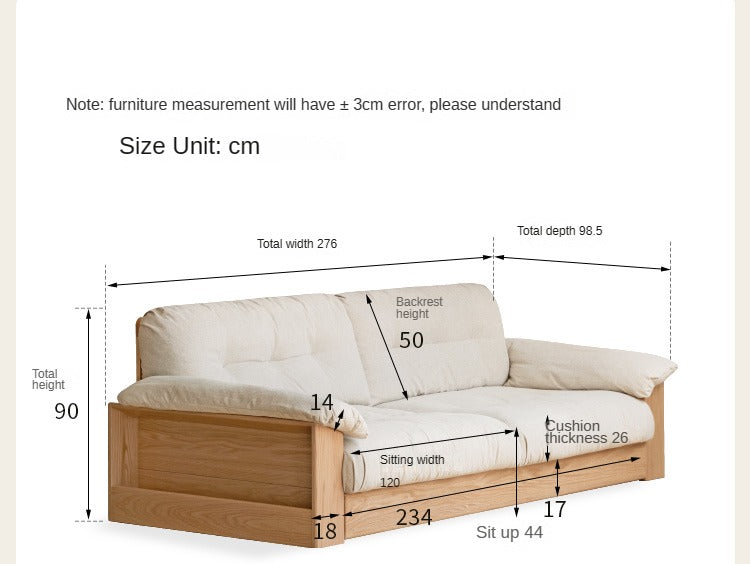 Oak Solid Wood Floor Storage Sofa, Goose Down.