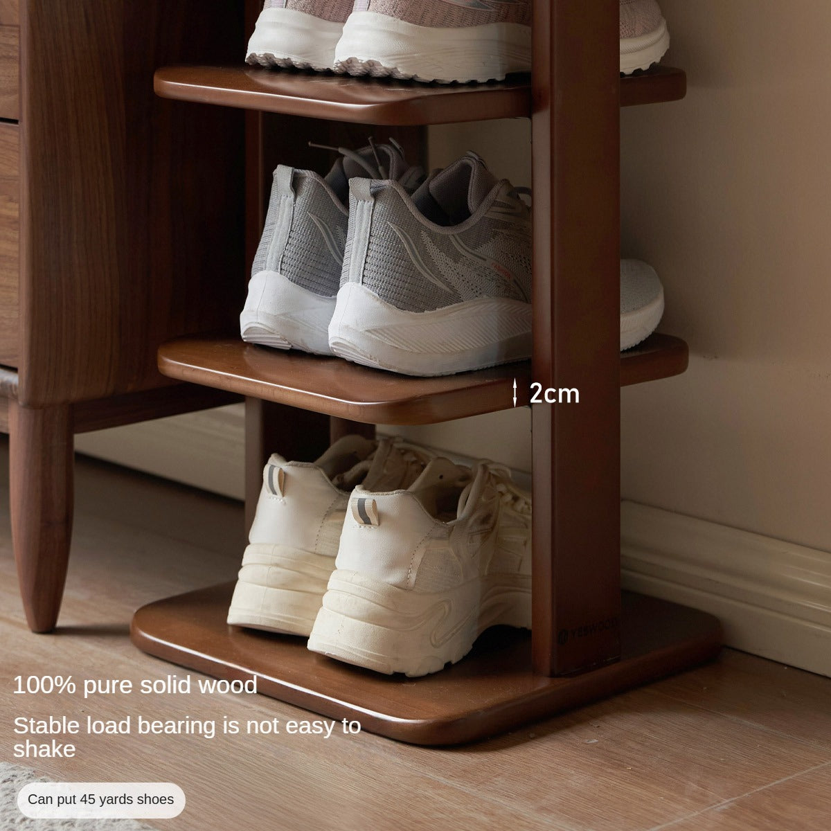 Beech Solid Wood, Solid Rubberwood Ultra-Narrow Shoe Cabinet