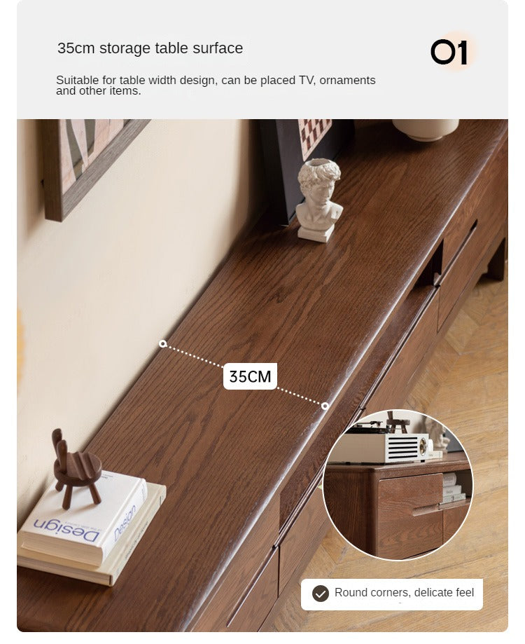 Oak, Solid Rubberwood Nordic Floor TV Cabinet.