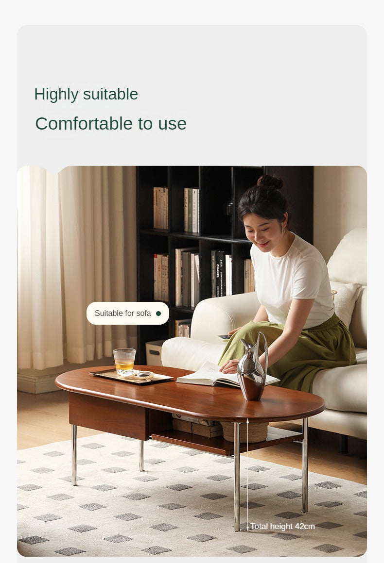 Poplar Solid Wood French Retro Small Storage Coffee Table