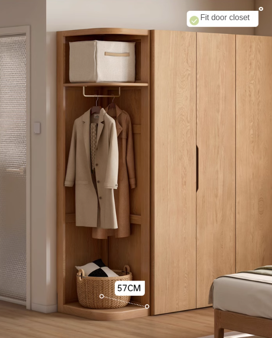 Oak, Cherry Solid Wood Corner Triangle Cabinet Corner Wardrobe.