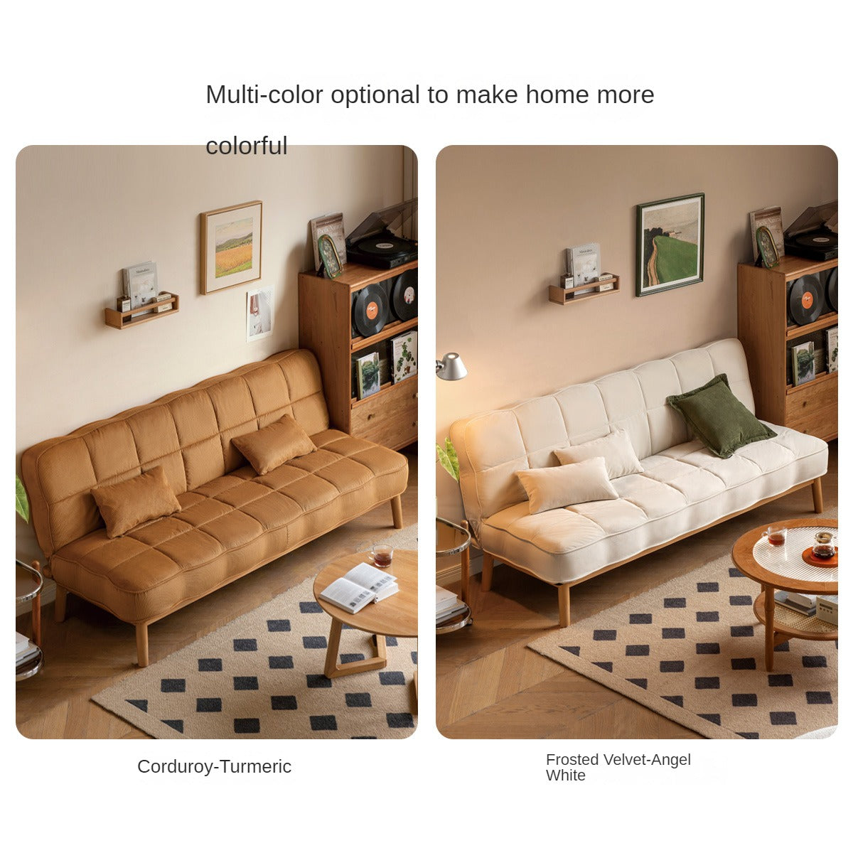 Fabric Sofa Antique Style Telescopic Dual-purpose Sofa.