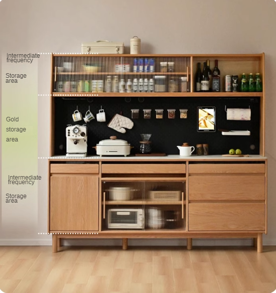 Oak Solid Wood Rock Plate Dining Sideboard