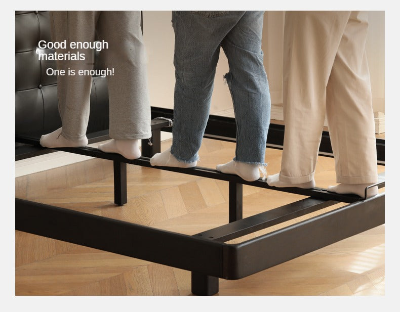 Black High-end Leather Suspension Bed
