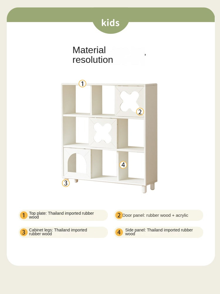Rubber Solid Wood Modern Cream Style Floor Children's Bookcase