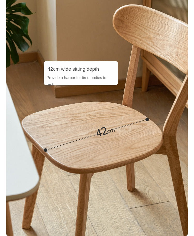 Oak Solid Wood Curved Backrest Dining Chair
