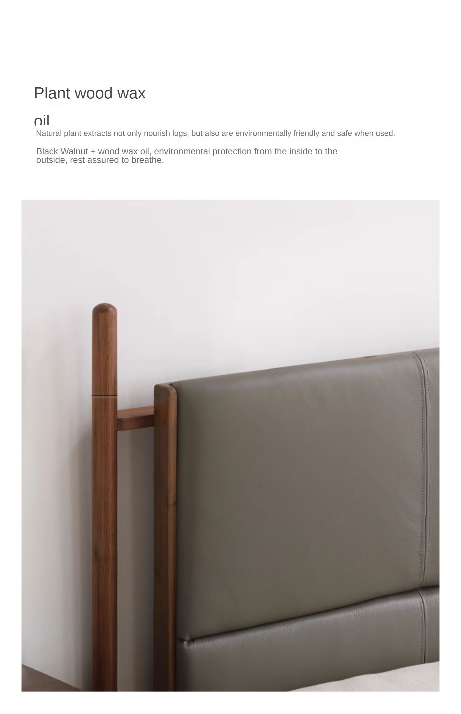 North American Black Walnut Bed Modern Light Luxury Top Layer Cowhide Soft Bed