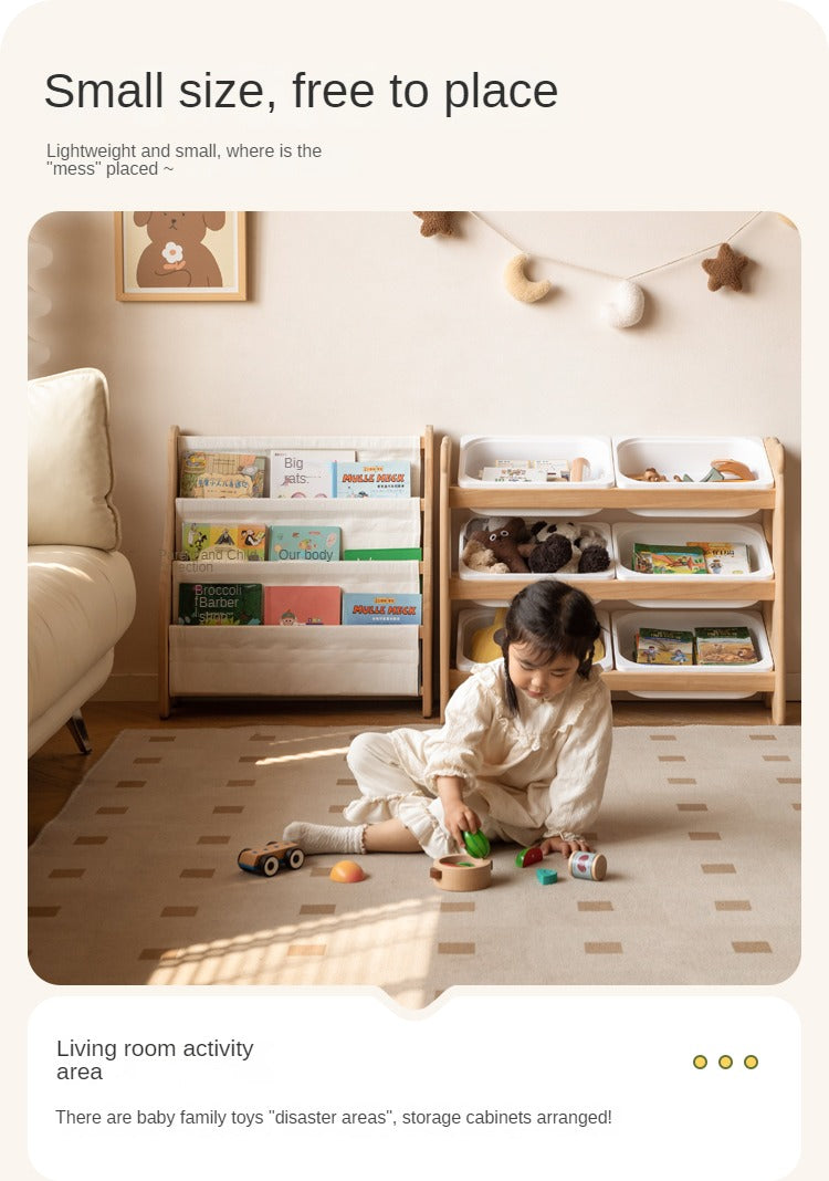 Poplar Solid Wood Children's Floor-standing Multi-layer Storage Rack.