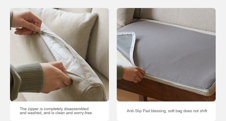 Black Walnut, Solid Sandalwood Fabric Sofa Nordic Dual-purpose Sofa-