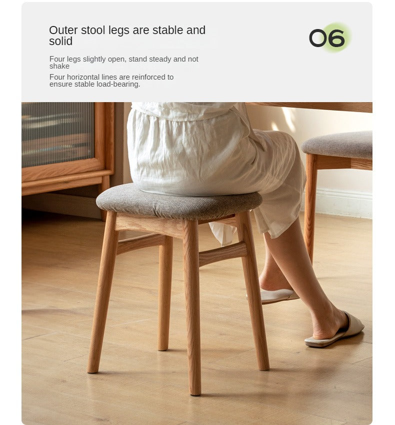Oak Solid Wood Softpack Makeup Stool