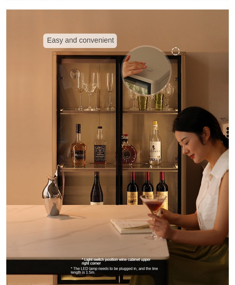 Tulipwood Solid Wood Wine Cabinet, Display Cabinet Glass Door Light Luxury