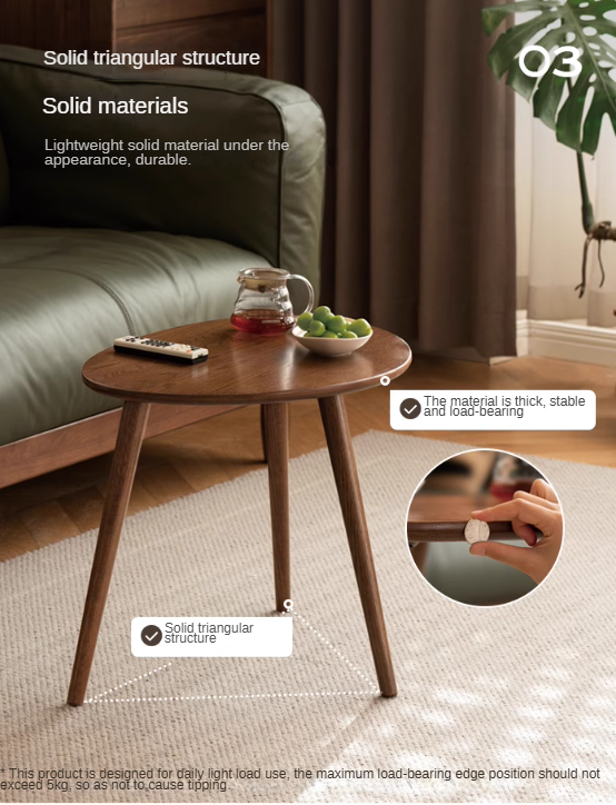 Rubberwood, Oak Solid Wood Walnut Color Side Table