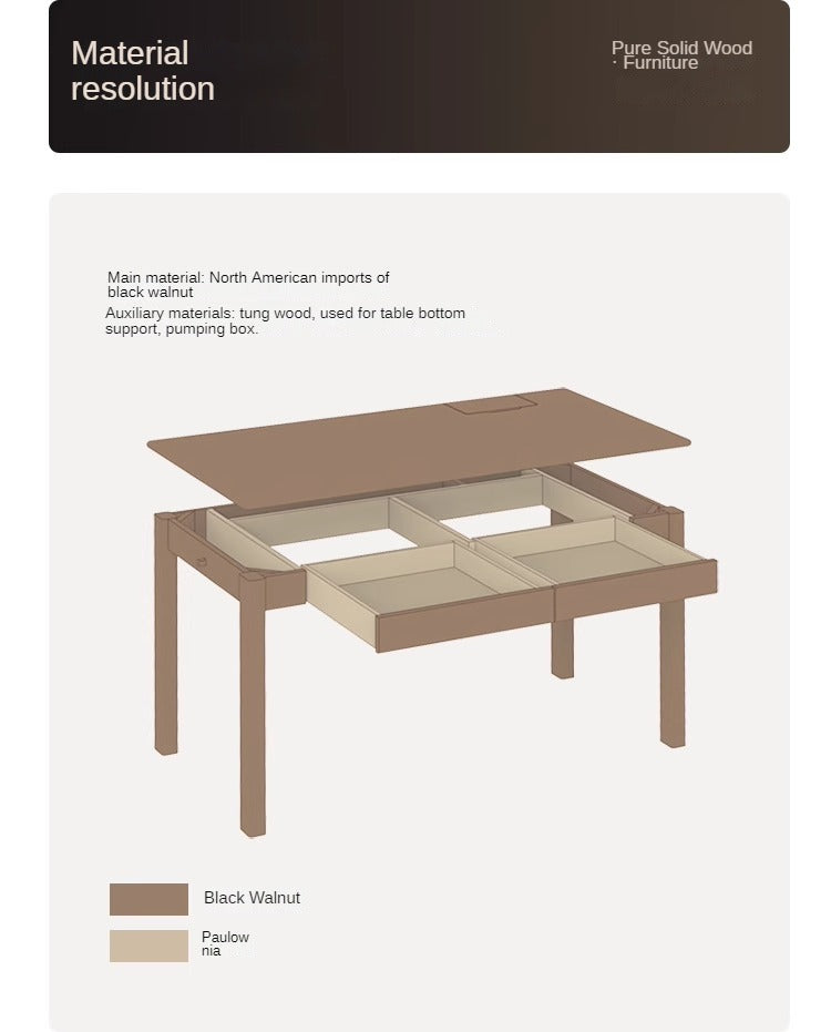 Black Walnut, Ash Solid Wood Modern Writing Desk
