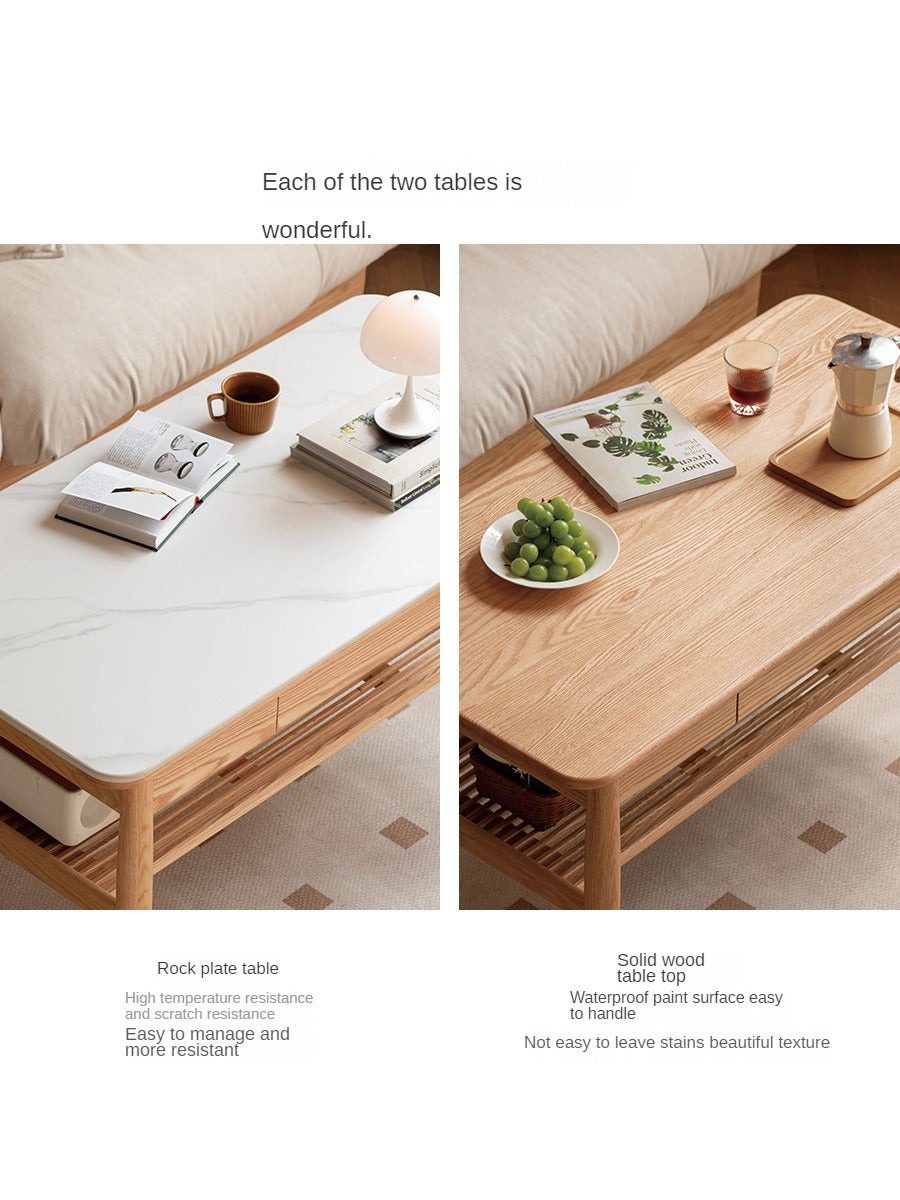 SALE Oak Solid Wood North American Double-Layer Coffee Table