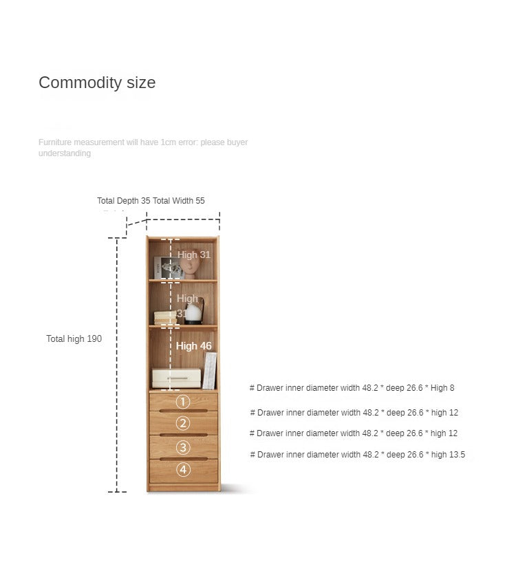 Oak Solid Wood Floor-To-Ceiling Bookshelf