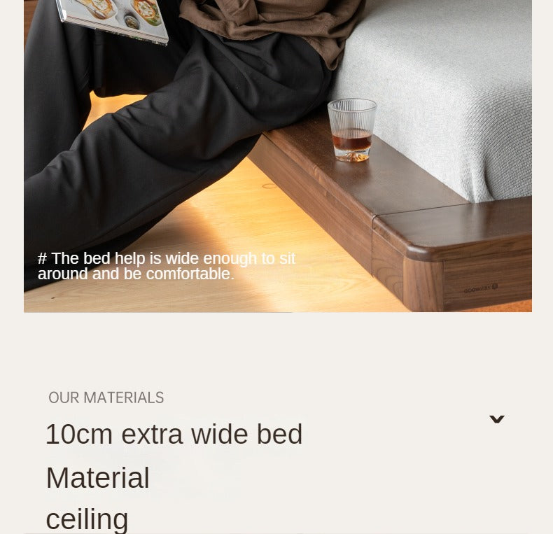 Black Walnut Solid Wood Leather Soft Suspended Bed