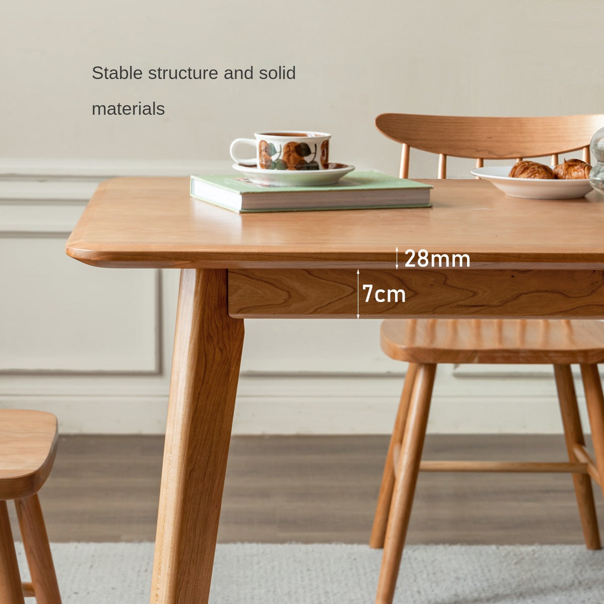 Poplar, Cherry Solid Wood Vintage Dining Table