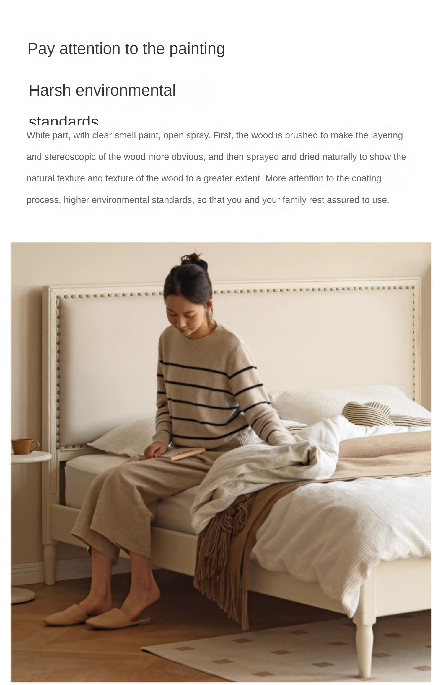 Oak Solid Wood Technology Fabric Soft Bed