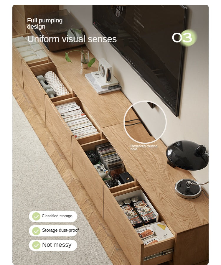 Ash Solid Wood TV Cabinet Modern Simple Floor Cabinet.