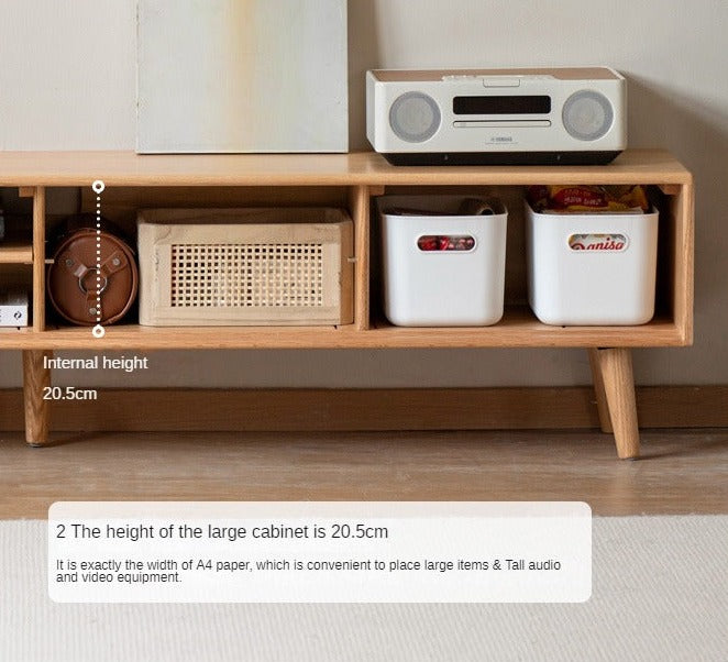 Oak Solid Wood TV Stand Sliding Doors: