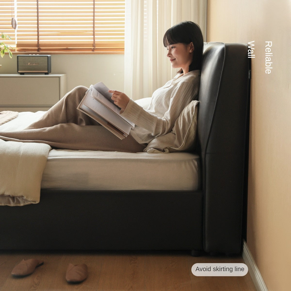 First Layer Of Yellow Cowhide Black Bed