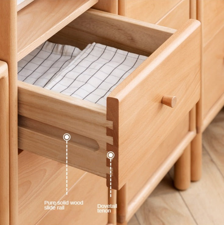 European Beech Solid Wood Storage Side Cabinet Combination