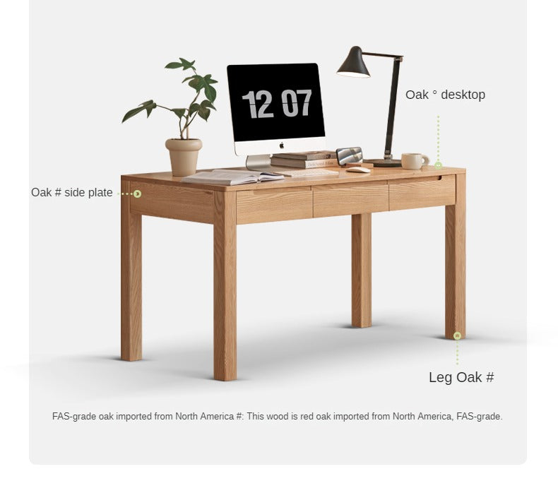 Oak, Beech Solid Wood Office Desk