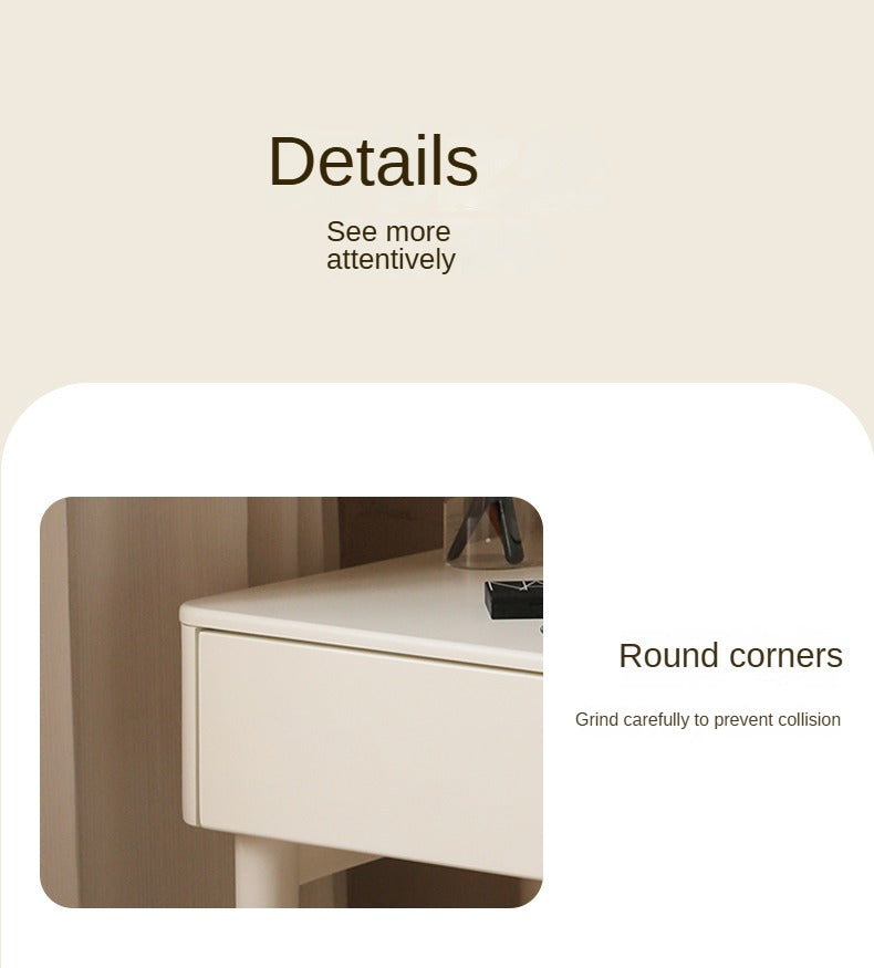 Poplar Solid Wood Telescopic Small Dressing Table Cream Style.