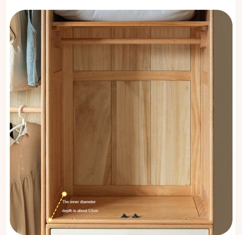 Oak Solid Wood Children's Wardrobe Combination Storage Cabinet