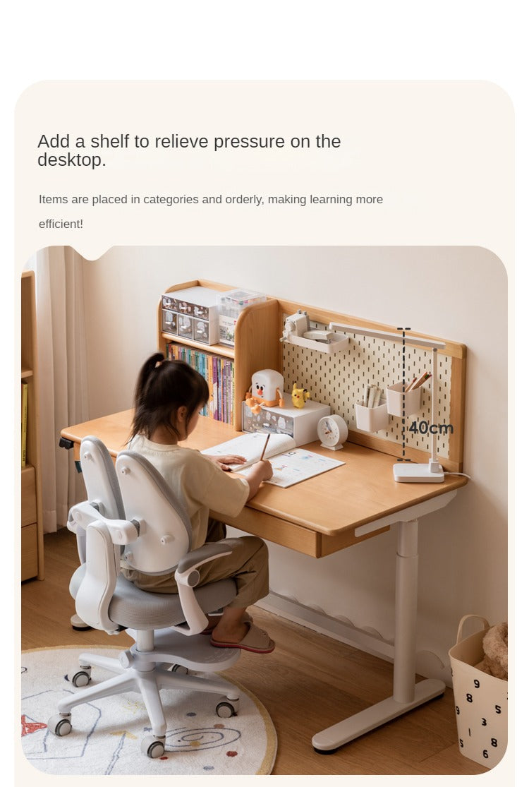 Beech Solid Wood Children's Electric Lifting Study Table