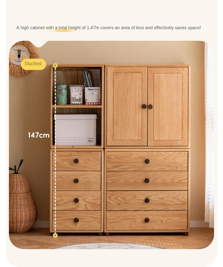 Beech Solid Wood Nordic Modern Kids Dresser, Chests, Storage Cabinet