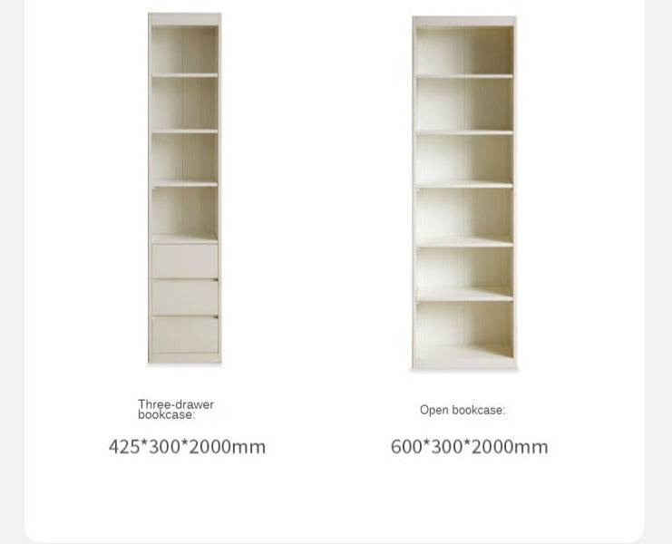 Poplar Solid Wood Combination Bookshelf Wall-To-Ceiling Bookcase Glass Door Display Cabinet Cream Style<