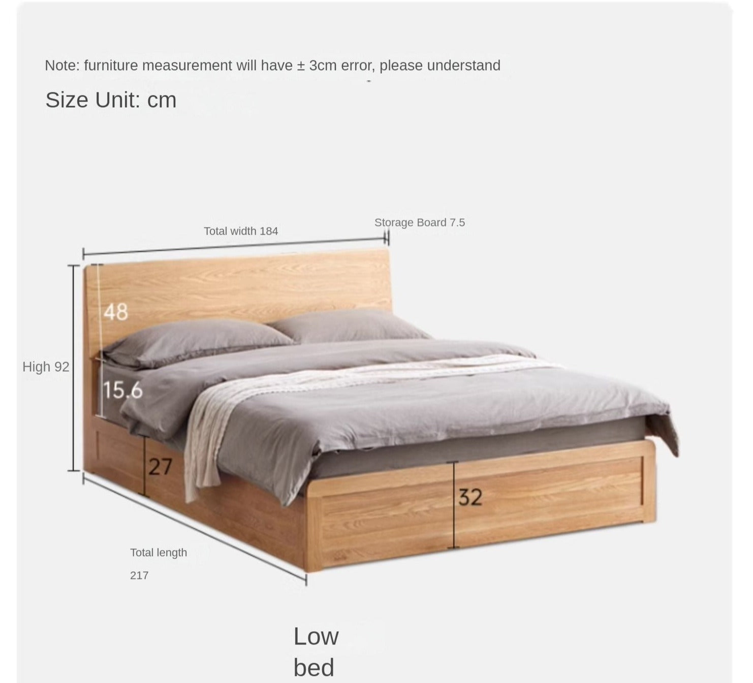 Oak Solid Wood Box Bed
