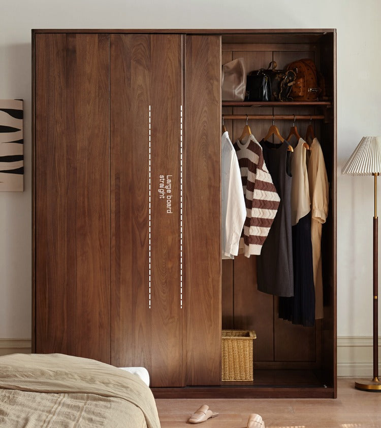 Black Walnut, Sandalwood Sliding Door Wardrobe.