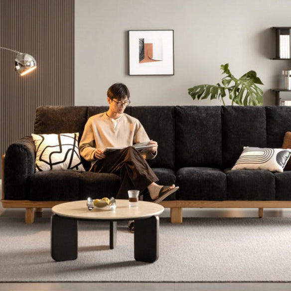 Black Walnut, Ash Solid Wood Piano Key Fabric Upholstery sofa