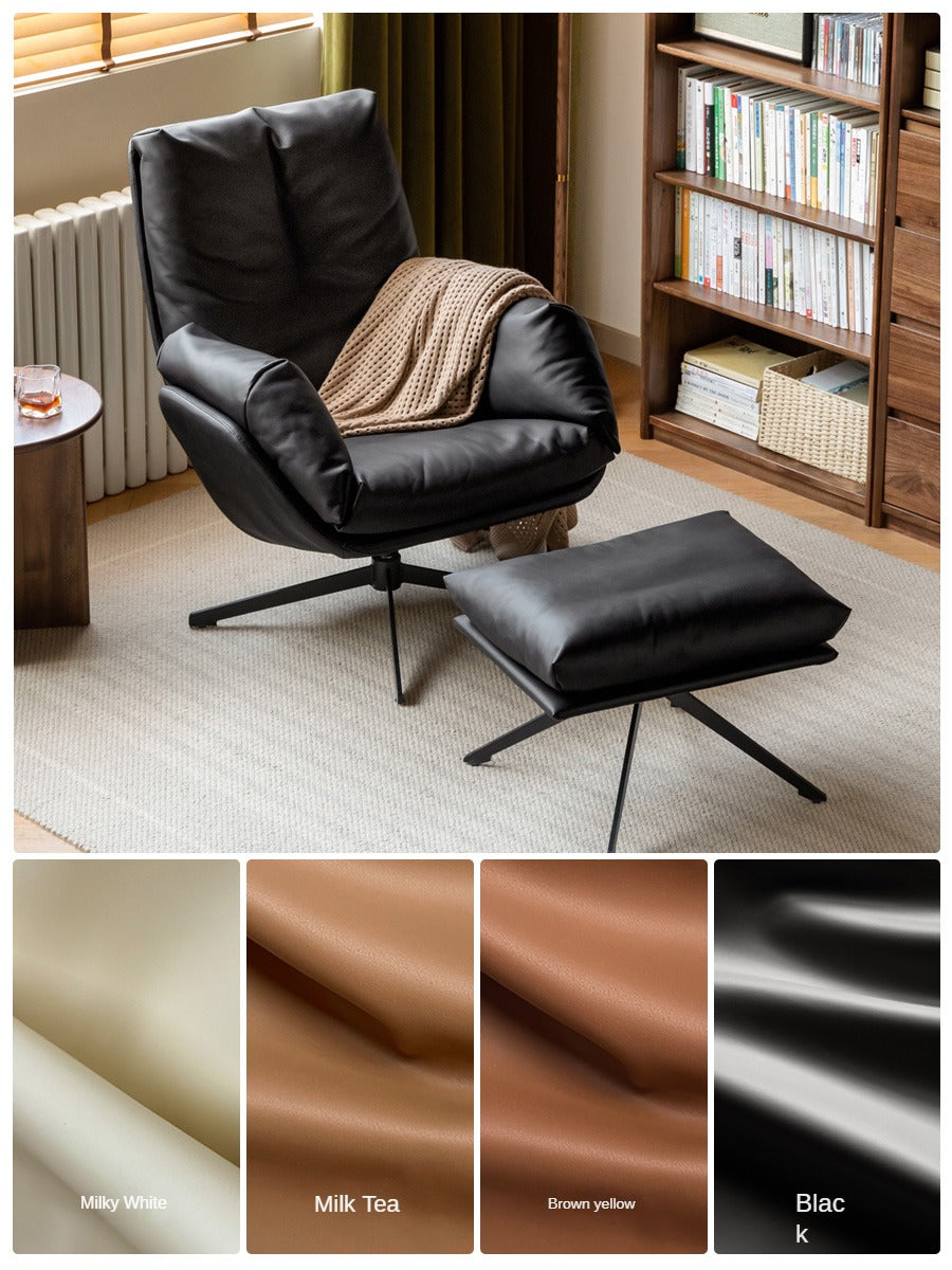 Organic Leather Swivel Sofa Chair Italian Light Luxury.