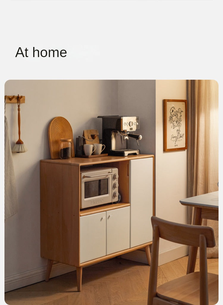 Beech Solid Wood Meal White Storage Cabinet