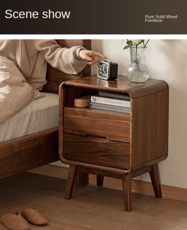 Black Walnut Solid Wood Modern Storage Small Nightstand