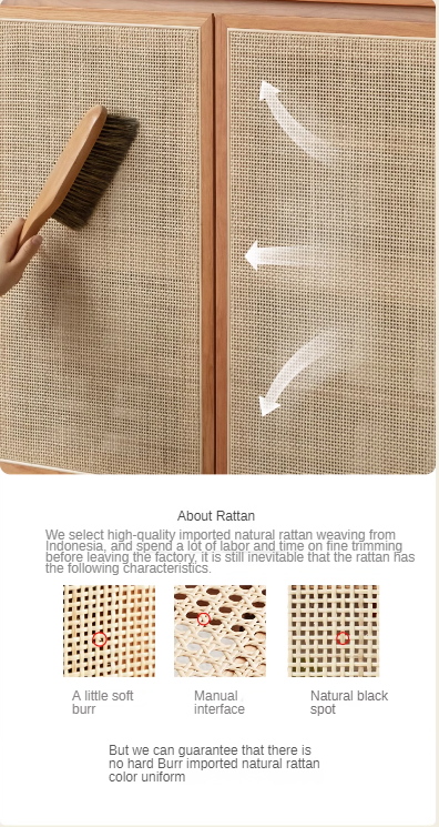 Сherry Solid Wood Rattan Locker Shoe Cabinet