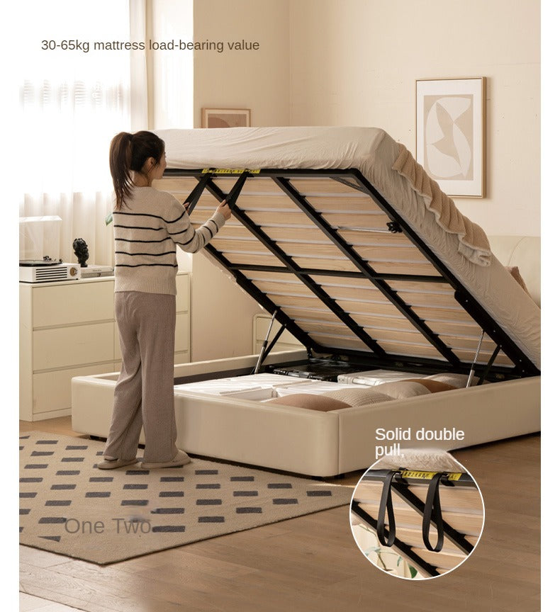 First Layer Of Yellow Cowhide Technical Cloth Cream Soft Box Bed